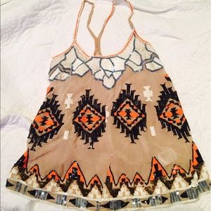 All Saints Aztec print sequined tank